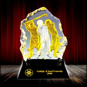 ICM 009 - Golden Fusion Crystal Golf Plaque