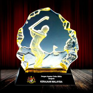 ICM 032 - Golden Fusion Crystal Golf Plaque